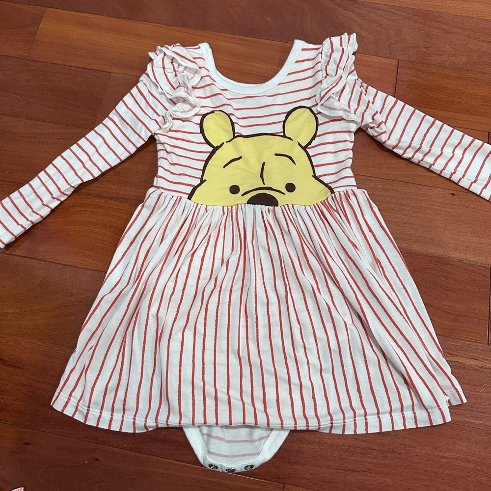 Little sleepies Winnie the Pooh long sleeve flutter skater dress 18-24 months
